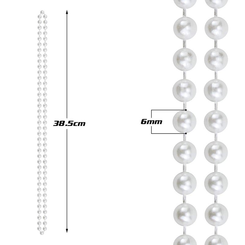 WEOXPR White Faux Pearl Bead Necklaces Bulk,Mardi Gras Beads Necklace,32 Inch Faux Pearl Necklaces for Women ï¼ŒParty Decorations Necklace (20) - Image 2